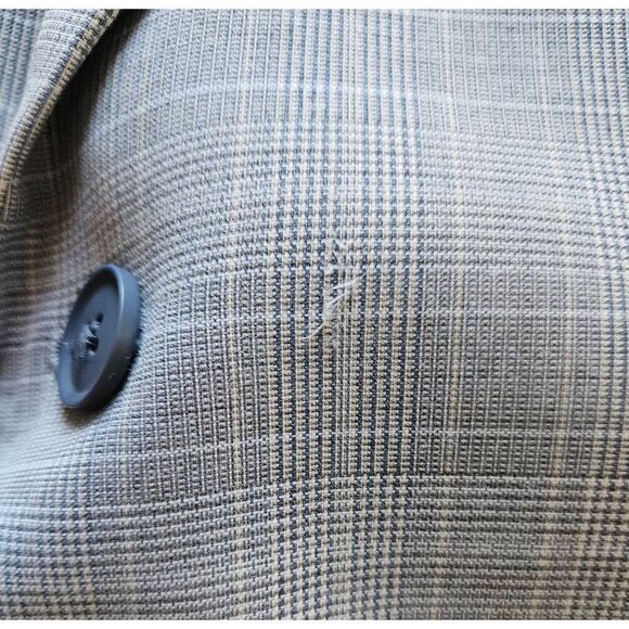 Men's Alfani Suit Jacket Light Grey Blue Plaid 44 Regular - Picture 7 of 9